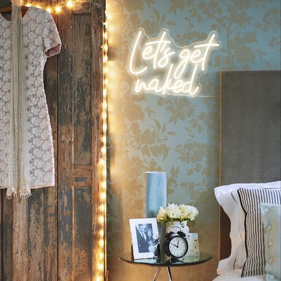 Let’s Get Naked Neon White LED Light Sexy Bright Wall Deco Sign Bathroom Bedroom